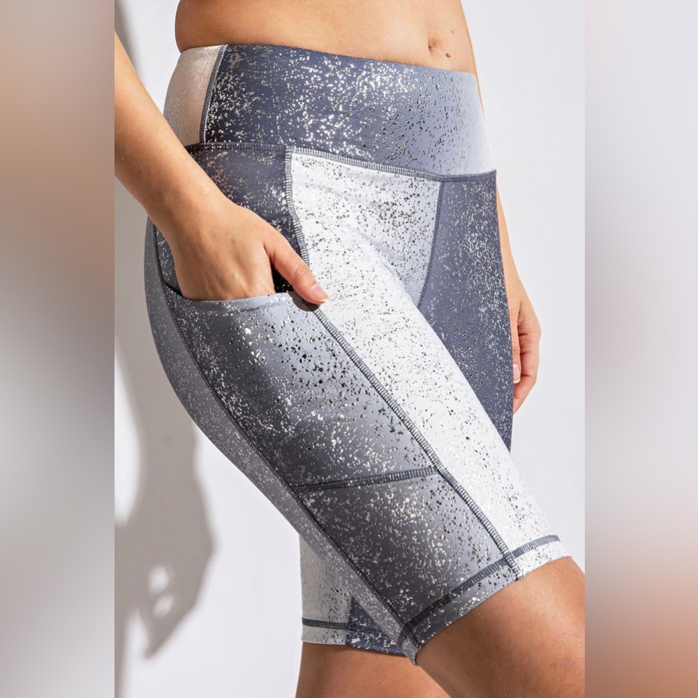 Rae Mode Galaxy Tie Dye Bike Shorts Athleisure Loungewear Spandex Pockets 1X New